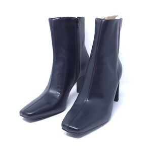New INC Odelyap Black Faux Leather Square Toe Ankle Booties Women’s 11M